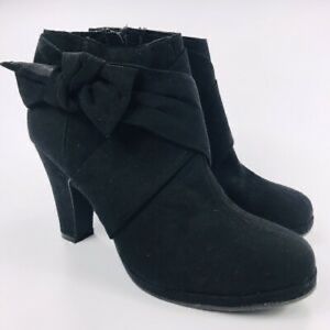 Rampage Black Suede Ankle Boot Bow High Heel